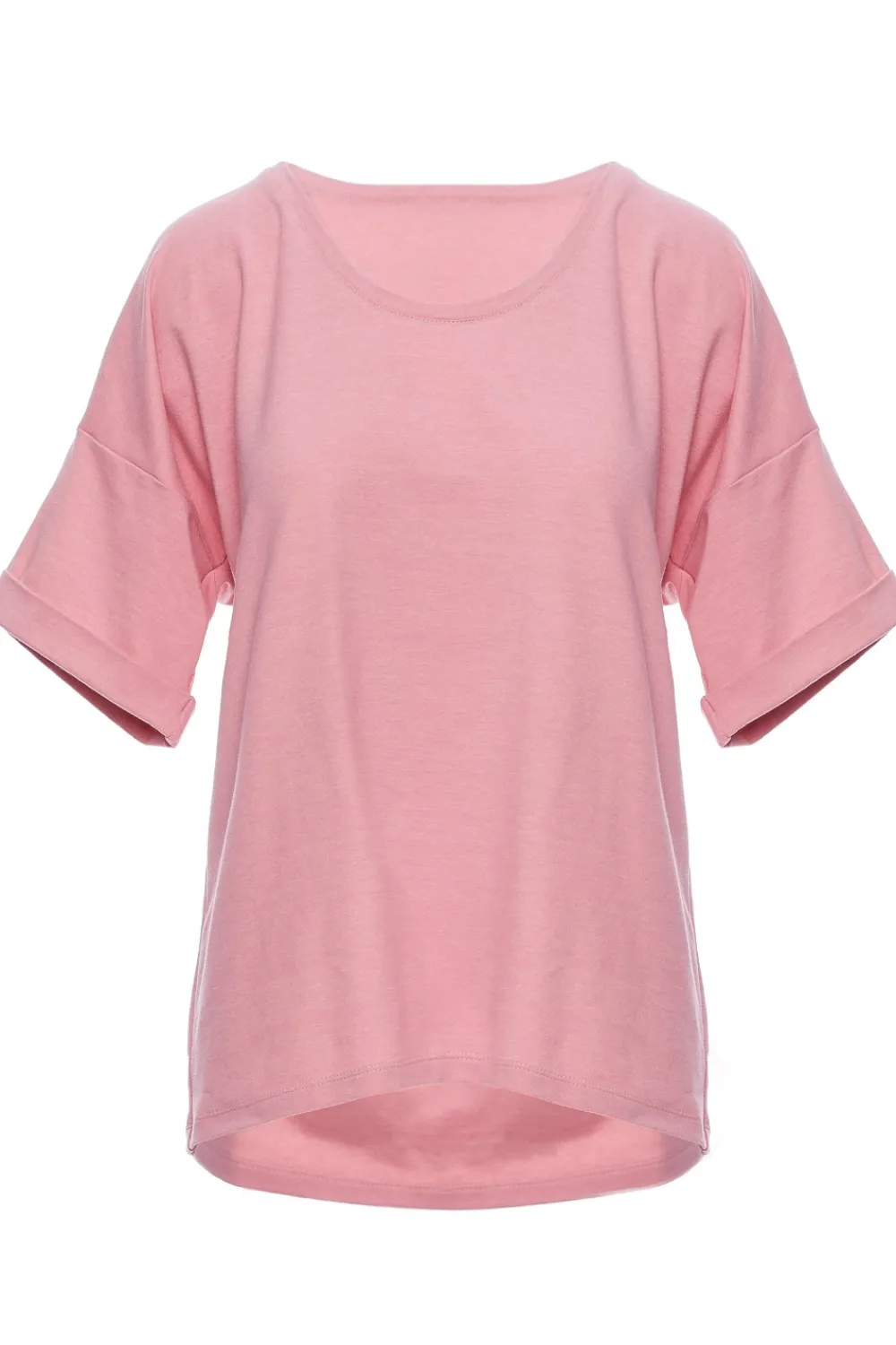 Sale T-hirt overize z okrągły dekote - różowy Odzież Casualowa|Bluzki