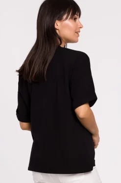 Clearance T-hirt overize z okrągły dekote - czarny Odzież Casualowa|Bluzki
