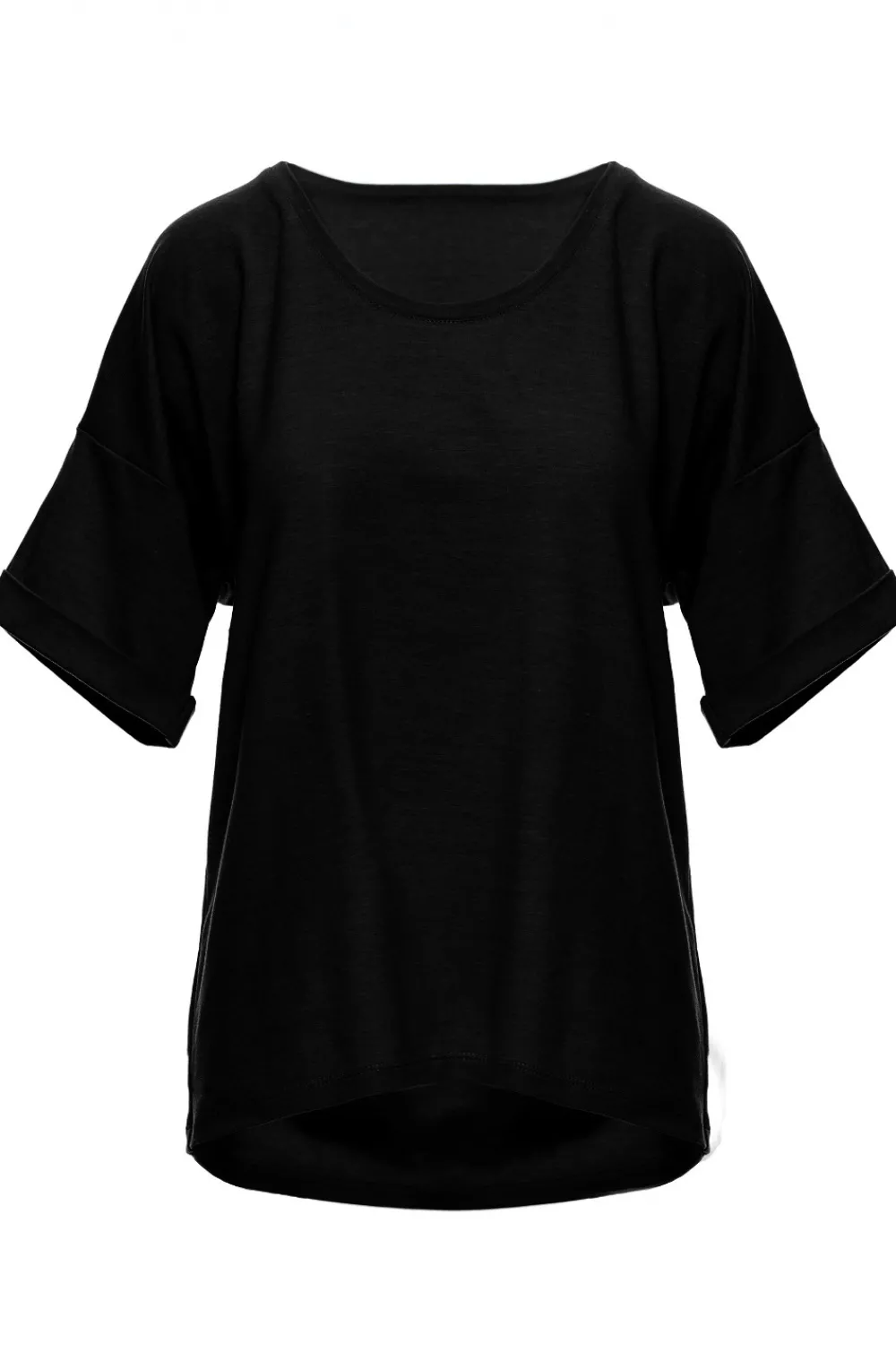 Clearance T-hirt overize z okrągły dekote - czarny Odzież Casualowa|Bluzki