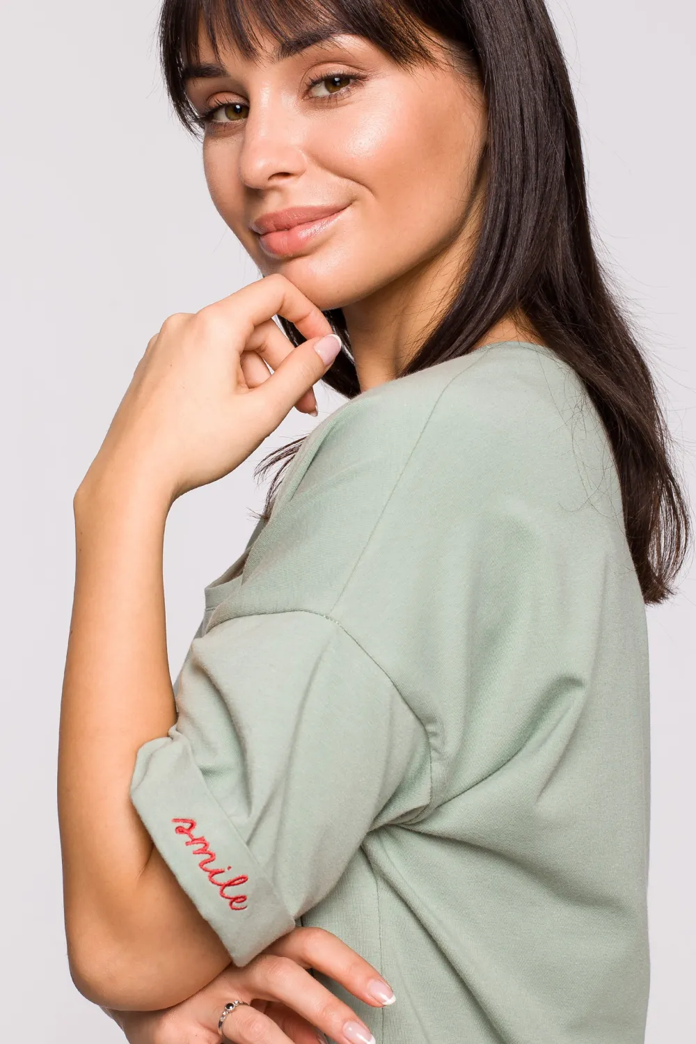 Clearance T-shirt oversize z okrągłym dekoltem - pistacjowy Odzież Casualowa|Bluzki