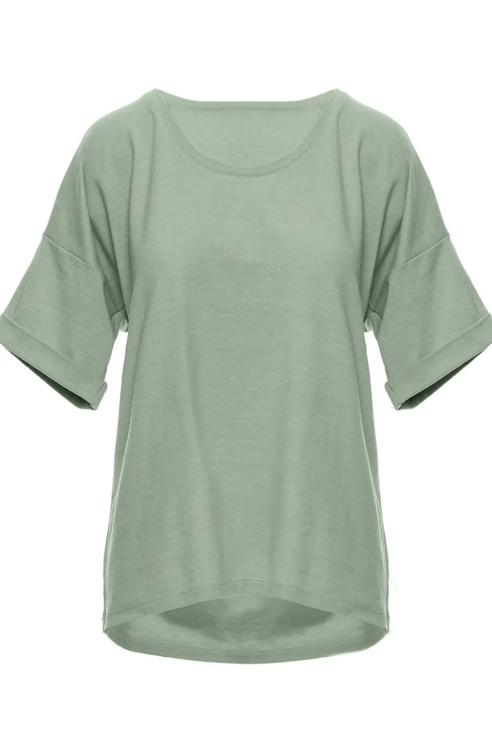 Clearance T-shirt oversize z okrągłym dekoltem - pistacjowy Odzież Casualowa|Bluzki