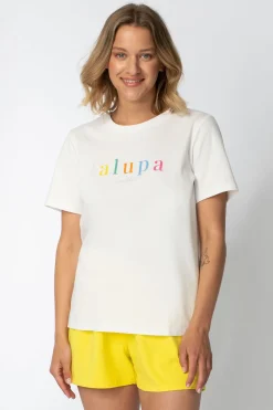 Outlet T-hirt z nadrukie z przodu - ecru Odzież Casualowa|Bluzki