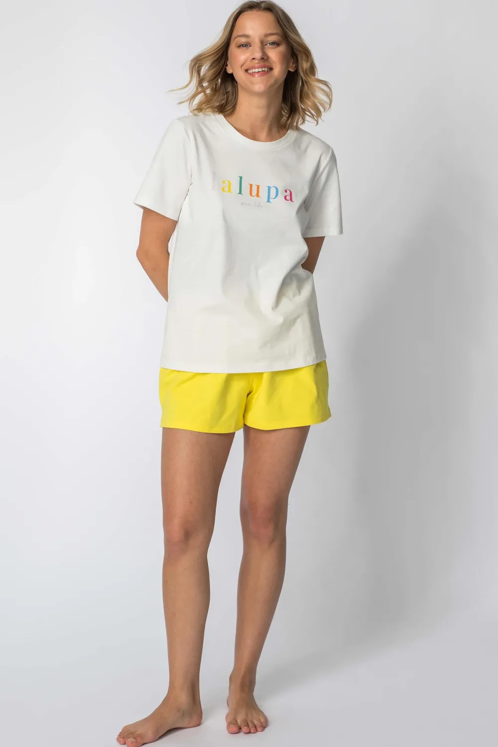 Outlet T-hirt z nadrukie z przodu - ecru Odzież Casualowa|Bluzki