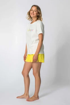 Outlet T-hirt z nadrukie z przodu - ecru Odzież Casualowa|Bluzki
