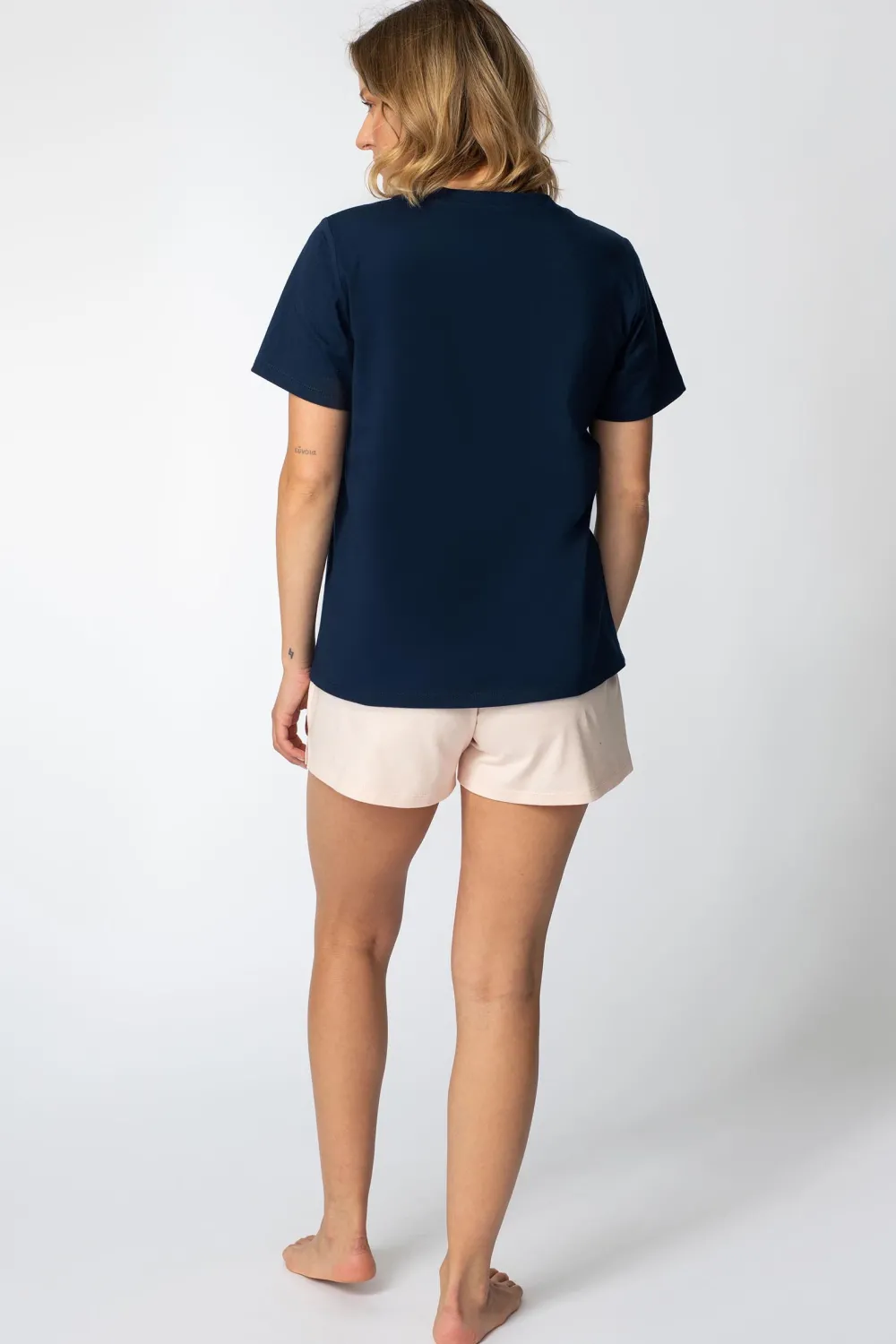 Discount T-hirt z nadrukie z przodu - granatowy Odzież Casualowa|Bluzki