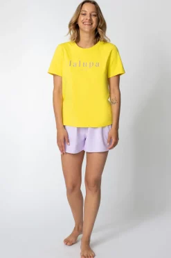 Best T-hirt z nadrukie z przodu - żółty Odzież Casualowa|Bluzki