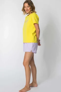 Best T-hirt z nadrukie z przodu - żółty Odzież Casualowa|Bluzki