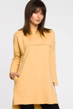 Outlet Tunika oversize z przeszyciami - żółta Tuniki