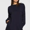Sale Tunika oversize z przeszyciami - granatowa Tuniki