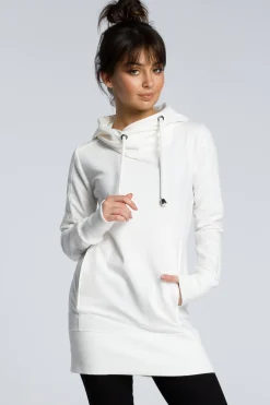 Sale Tunika z kapture - ecru Tuniki|Bluzy