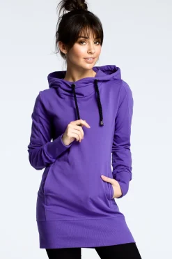 Online Tunika z kapture - fioetowa Tuniki|Bluzy
