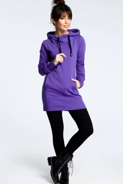 Online Tunika z kapture - fioetowa Tuniki|Bluzy