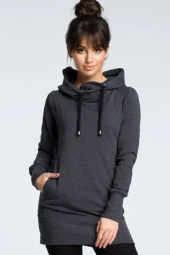 Sale Tunika z kapture - grafitowa Tuniki|Bluzy