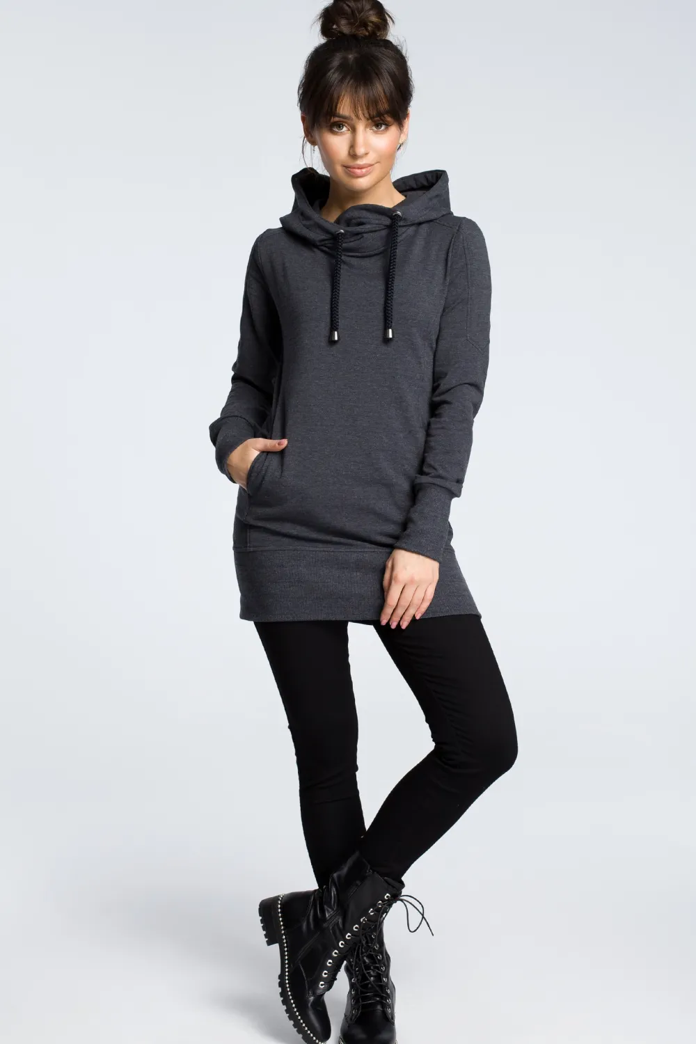 Sale Tunika z kapture - grafitowa Tuniki|Bluzy
