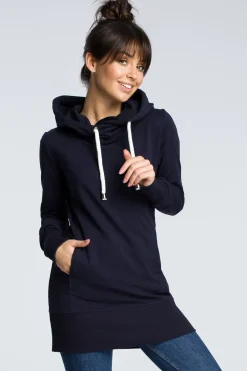 Online Tunika z kapture - granatowa Tuniki|Bluzy