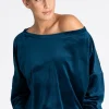 Discount Welurowa bluza damska oversize - morska Odzież Casualowa|Bluzy