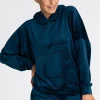Welurowa bluza z kieszenią kangurek - morska Odzież Casualowa|Bluzy