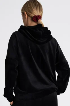 New Welurowa bluza z kieszenią kangurek - czarna Odzież Casualowa|Bluzy