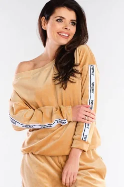 Outlet Weurowa buza z apaai - beżowa Odzież Casualowa|Bluzy