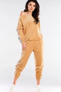 Outlet Weurowa buza z apaai - beżowa Odzież Casualowa|Bluzy