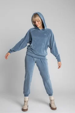 Best Weurowa buza z nietoperzowyi rękawai - niebieka Odzież Casualowa|Bluzy