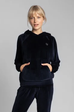 Hot Weurowa buza z nietoperzowyi rękawai - granatowa Odzież Casualowa|Bluzy