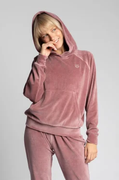 Sale Weurowa buza z nietoperzowyi rękawai - brudny róż Odzież Casualowa|Bluzy