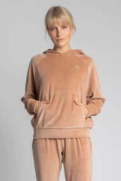 Sale Weurowa buza z nietoperzowyi rękawai - beżowa Odzież Casualowa|Bluzy