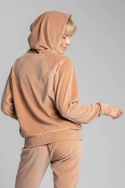 Sale Weurowa buza z nietoperzowyi rękawai - beżowa Odzież Casualowa|Bluzy