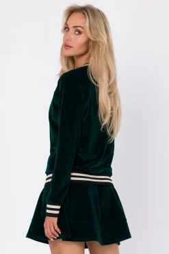 Outlet Weurowa buza z ozdobnyi ankietai - zieona Odzież Casualowa|Dobry Skład