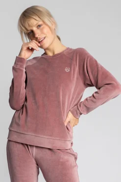 Outlet Weurowa buza z raganowyi rękawai - brudny róż Odzież Casualowa|Bluzy