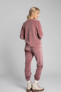 Outlet Weurowa buza z raganowyi rękawai - brudny róż Odzież Casualowa|Bluzy