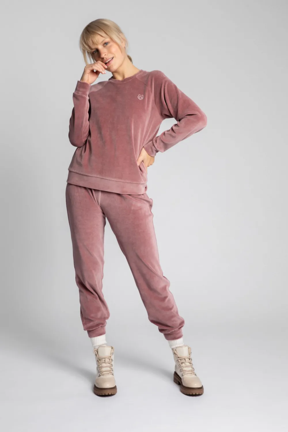 Outlet Weurowa buza z raganowyi rękawai - brudny róż Odzież Casualowa|Bluzy