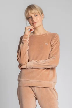 New Weurowa buza z raganowyi rękawai - beżowa Odzież Casualowa|Bluzy