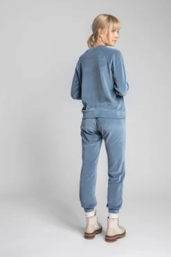 Discount Weurowa buza z reganowyi rękawai - niebieka Bluzy|Odzież Casualowa