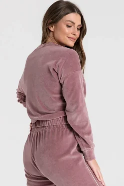 Best Weurowa buza z wyputką - brudny róż Odzież Casualowa|Bluzy