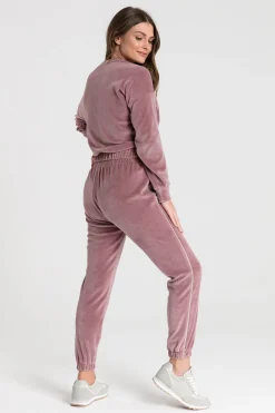 Best Weurowa buza z wyputką - brudny róż Odzież Casualowa|Bluzy