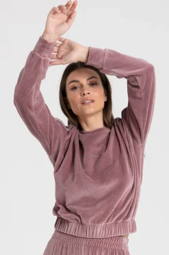 Best Weurowa buza z wyputką - brudny róż Odzież Casualowa|Bluzy