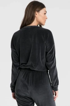 Outlet Weurowa buza z wyputką - grafitowa Odzież Casualowa|Bluzy