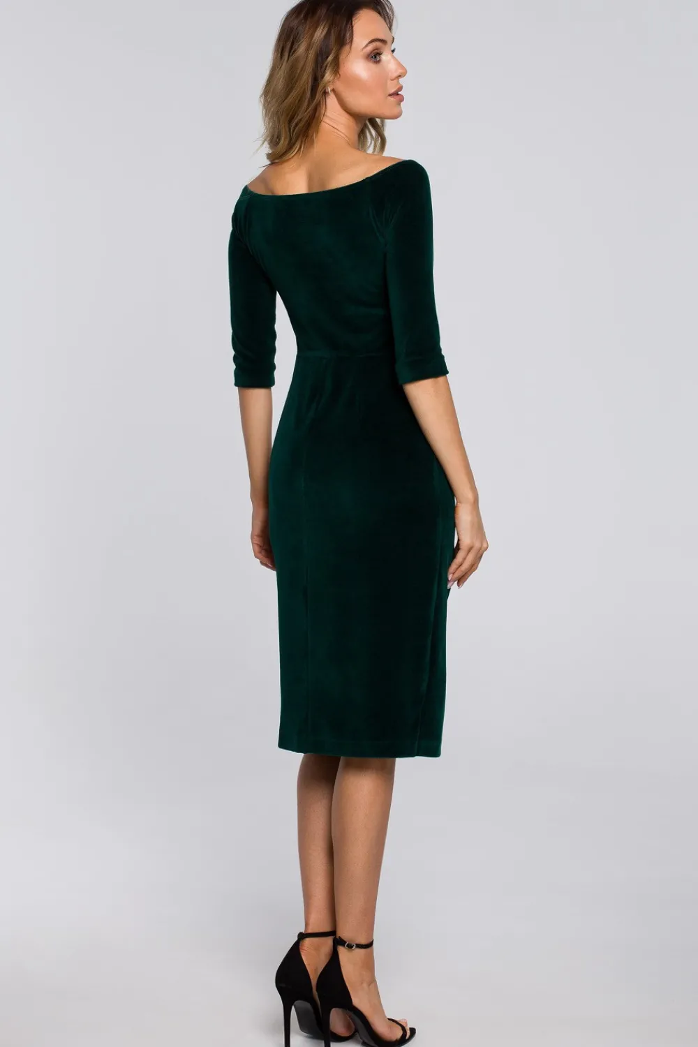 Outlet Weurowa ukienka z dekote opadający na raiona - zieona Sukienki Wieczorowe|Sukienki