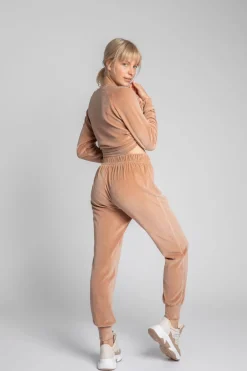 New Weurowe podnie typu jogger - beżowe Odzież Casualowa|Spodnie