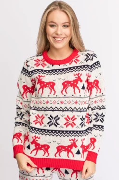 Best Świąteczny sweter w renifery - biały Swetry