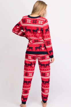 Outlet Świąteczny sweter w renifery - czerwony Swetry