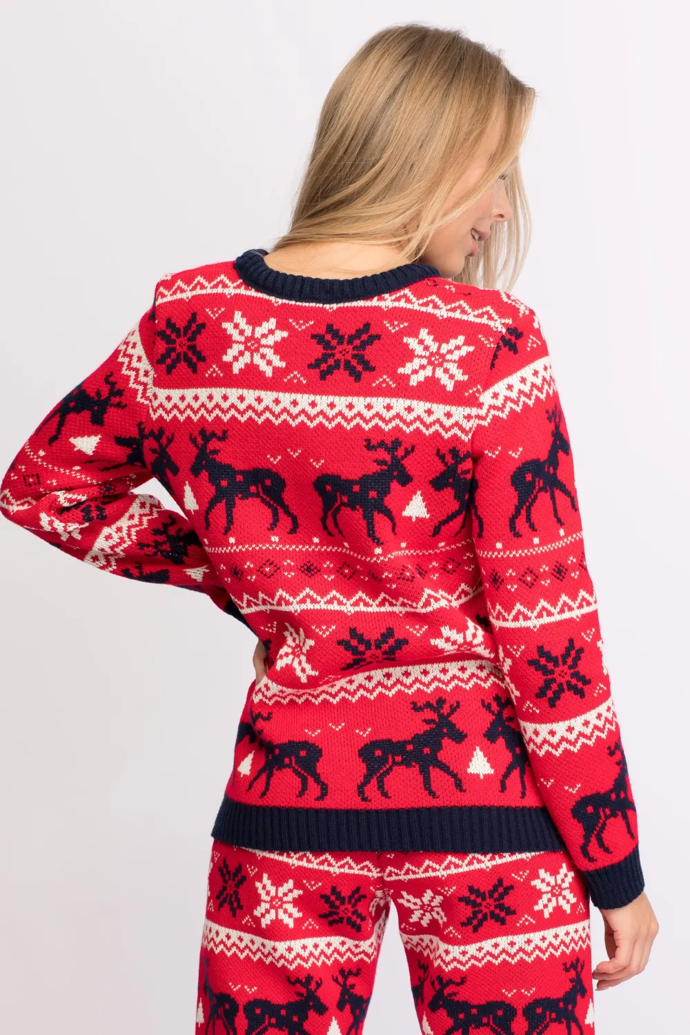 Outlet Świąteczny sweter w renifery - czerwony Swetry