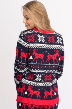 Świąteczny sweter w renifery - granatowy Swetry