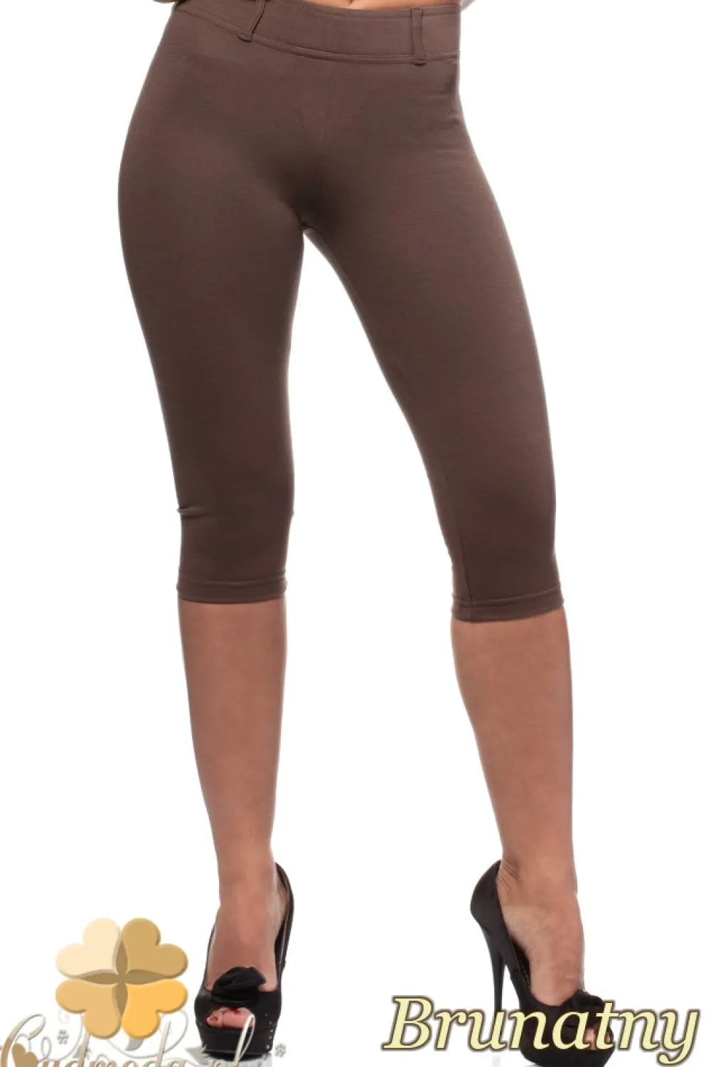 Best Włoskie legginsy rybaczki 3/4 - brunatne Legginsy