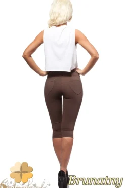 Best Włoskie legginsy rybaczki 3/4 - brunatne Legginsy