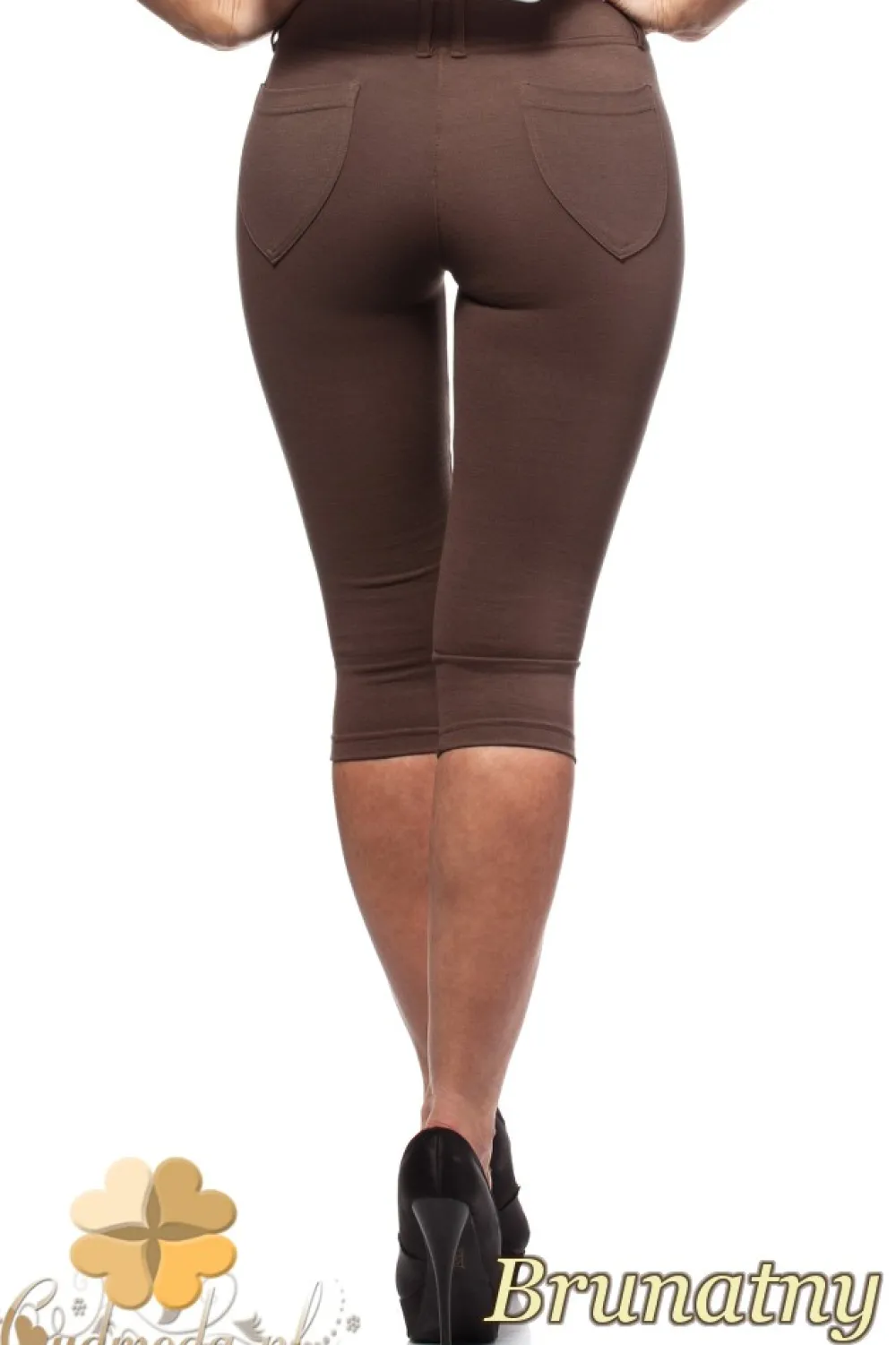 Best Włoskie legginsy rybaczki 3/4 - brunatne Legginsy