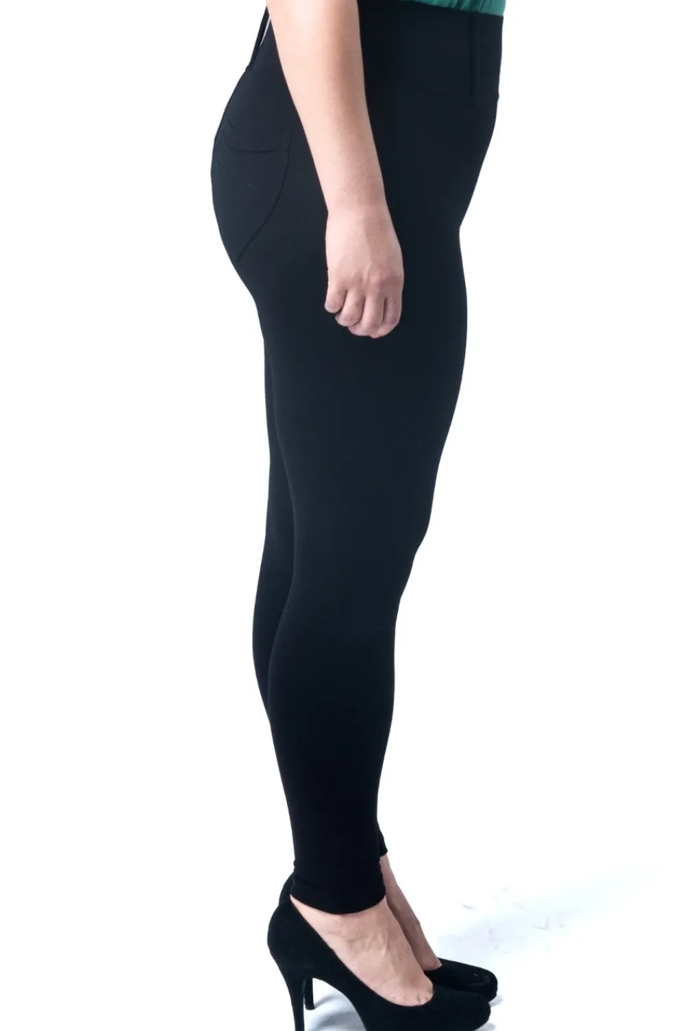 Discount Włokie wyzczupające egginy z wyoki tane - czarne Spodnie|Legginsy