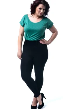 Discount Włokie wyzczupające egginy z wyoki tane - czarne Spodnie|Legginsy